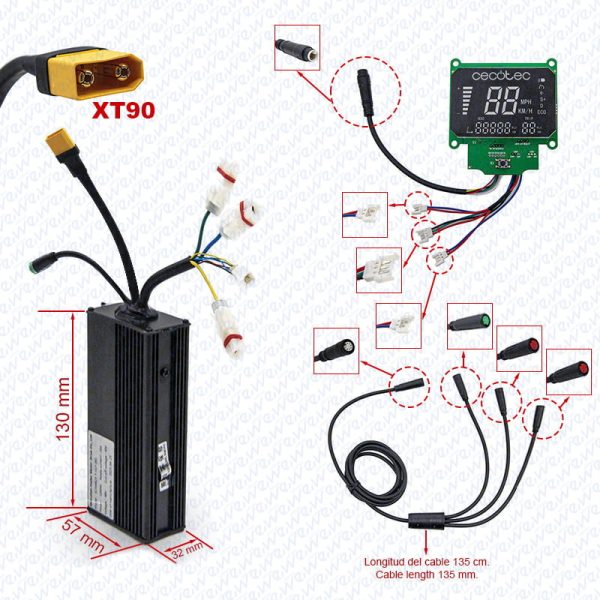 Kit controladora + pantalla 48V 1200W para Cecotec Bongo Z (Conector XT90) - Imagen 2