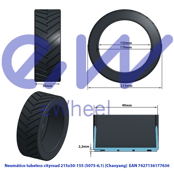 Neumático tubeless 8,5x2 (50/75-6,1) [Chaoyang] - Imagen 3