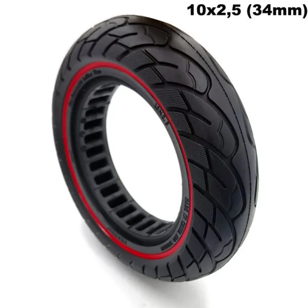Rueda maciza ultraligera 10x2,5 - Linea roja (llantas de 34mm)